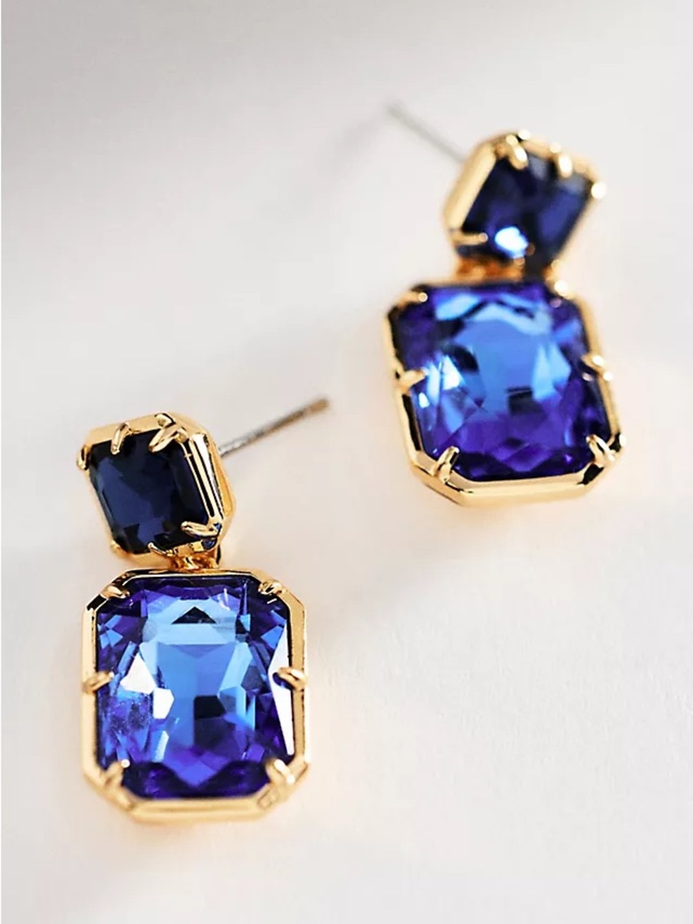 Blue Crystal Drop Earrings